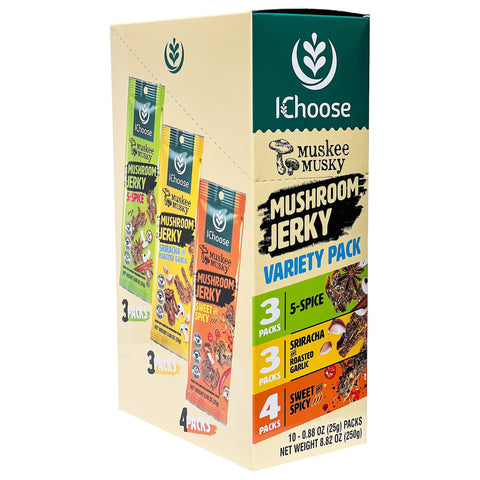 Muskee Musky Mix Variety Mushroom Jerky, Vegan, 10 Pack