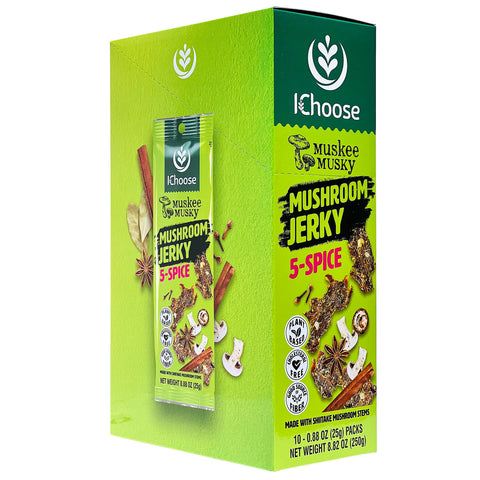 Muskee Musky 5-Spice Mushroom Jerky, Vegan, 10 Pack