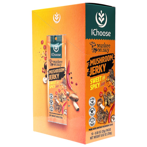 Muskee Musky Sweet and Spicy Mushroom Jerky, Vegan, 10 Pack