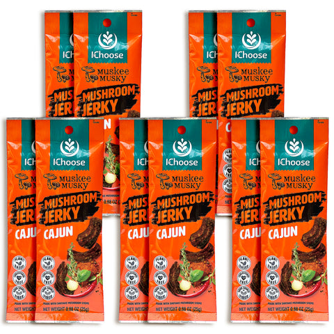 Muskee Musky Cajun Mushroom Jerky, Vegan, 10 Pack