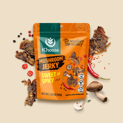 Muskee Musky Sweet & Spicy Mushroom Jerky, Vegan, 45g