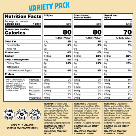 Muskee Musky Mix Variety Mushroom Jerky, Vegan, 10 Pack