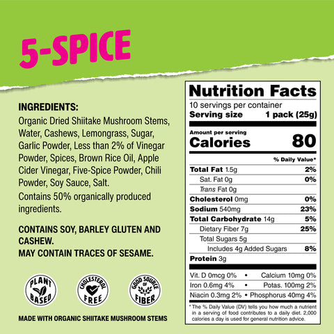 Muskee Musky 5-Spice Mushroom Jerky, Vegan