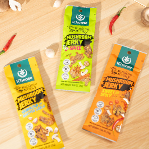 Muskee Musky Mushroom Jerky Snack Stash Trio