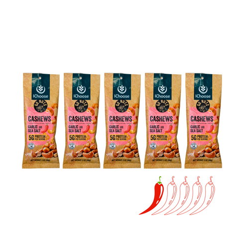 Garlic Sea Salt Cashews 2oz Snack Packs — Plant-Based, Gluten Free | IChoose