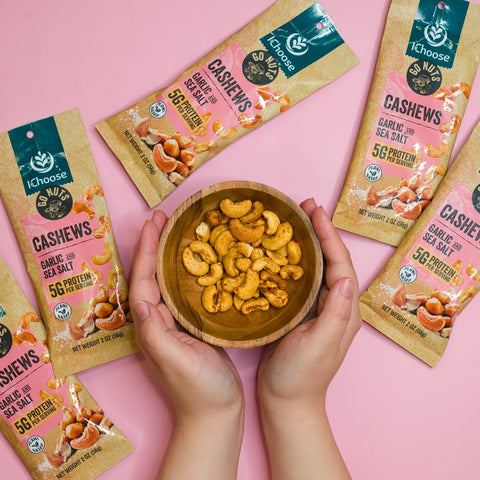 IChoose Go Nuts – Black Pepper & Sea Salt Roasted Cashews, Whole Premium Cashews, Plant-Based Protein Snack Packs, 2oz Individual Packs (5 Count)