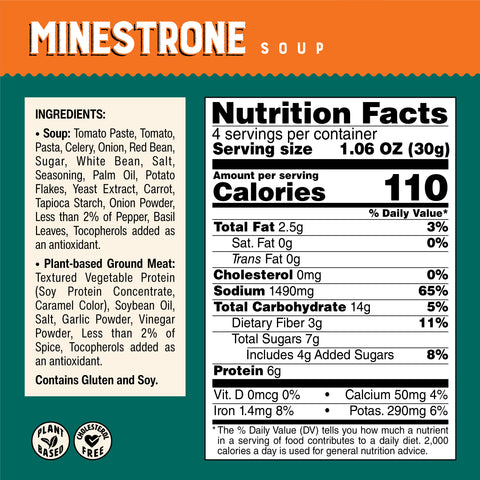 Space Soup – Instant Minestrone Soup, Plant-Based, 6g Protein, Box of 4 Packs (4x30g)