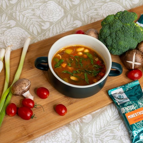 Space Soup – Instant Minestrone Soup, Plant-Based, 6g Protein, Box of 4 Packs (4x30g)