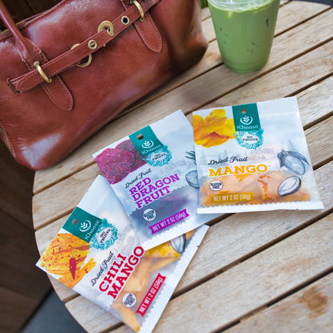 IChoose Go Fruits Dried Fruit Variety Pack, 5 Pack (2 Mango, 1 Spicy Mango, 2 Red Dragon Fruit), 2 oz (56g) Each