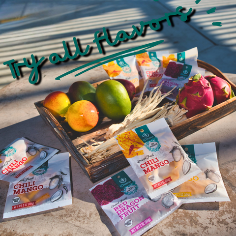 IChoose Go Fruits Dried Fruit Variety Pack, 5 Pack (2 Mango, 1 Spicy Mango, 2 Red Dragon Fruit), 2 oz (56g) Each