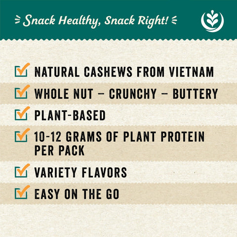 Go Nuts cashews salt level callout — not too salty