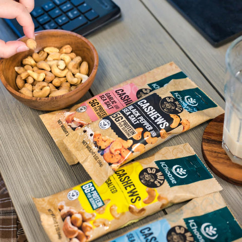 IChoose Go Nuts – Black Pepper & Sea Salt Roasted Cashews, Whole Premium Cashews, Plant-Based Protein Snack Packs, 2oz Individual Packs (5 Count)