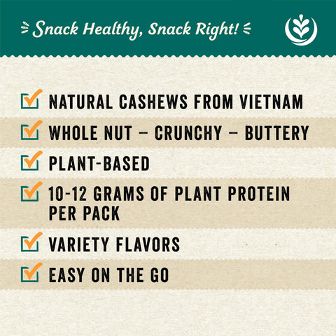 IChoose Go Nuts – Black Pepper & Sea Salt Roasted Cashews, Whole Premium Cashews, Plant-Based Protein Snack Packs, 2oz Individual Packs (5 Count)