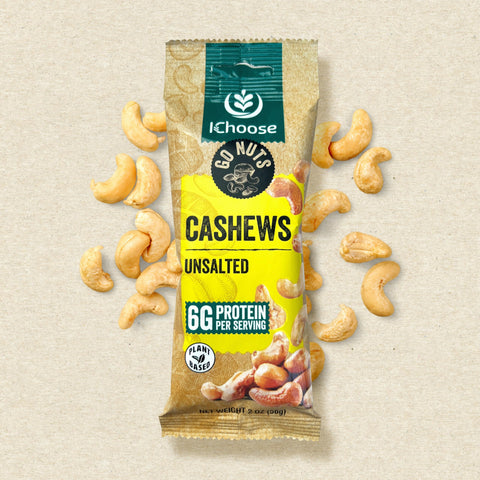 IChoose Go Nuts – Black Pepper & Sea Salt Roasted Cashews, Whole Premium Cashews, Plant-Based Protein Snack Packs, 2oz Individual Packs (5 Count)