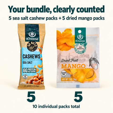IChoose Sea Salt Cashew & Dried Mango Snack Packs Bundle 10 Ct — PT01