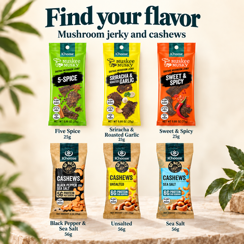 IChoose Vegan Mushroom Jerky & Cashew Snack Bundle 16 Ct — PT02