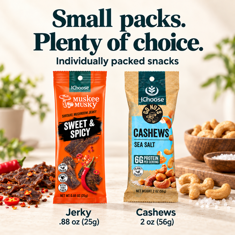 IChoose Vegan Mushroom Jerky & Cashew Snack Bundle 16 Ct — PT03