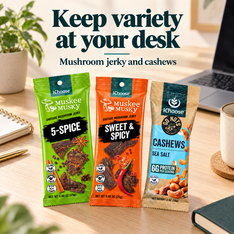 IChoose Vegan Mushroom Jerky & Cashew Snack Bundle 16 Ct — PT04