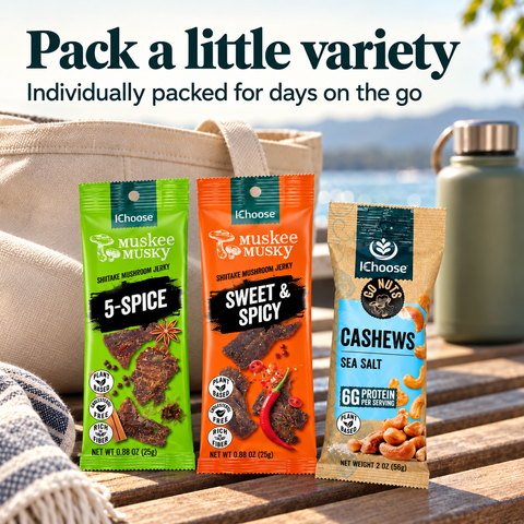 IChoose Vegan Mushroom Jerky & Cashew Snack Bundle 16 Ct — PT05