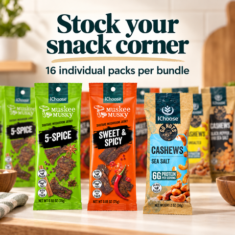 IChoose Vegan Mushroom Jerky & Cashew Snack Bundle 16 Ct — PT06