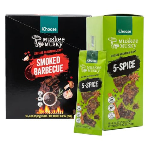 IChoose Mushroom Jerky Bundle Smoked BBQ & 5-Spice, 20 Ct — bundle overview