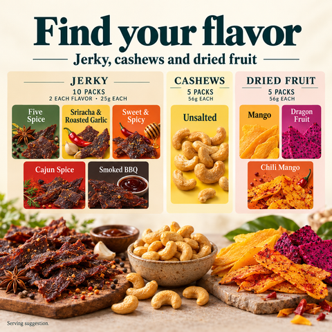 IChoose Vegan Snack Bundle Mushroom Jerky, Cashews & Dried Fruit — PT02