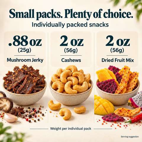 IChoose Vegan Snack Bundle Mushroom Jerky, Cashews & Dried Fruit — PT03