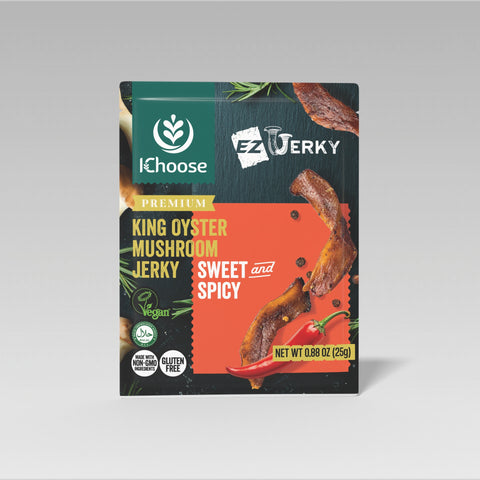 IChoose EZ Jerky – Sweet & Spicy King Oyster Mushroom Jerky, 25g
