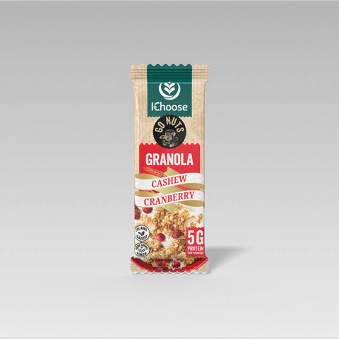 IChoose Go Nuts Granola Bar – Cashew Cranberry, 5g Protein