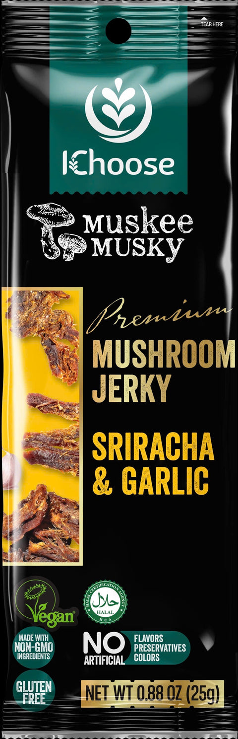 IChoose Muskee Musky Premium Mushroom Jerky – Sriracha & Garlic, 25g