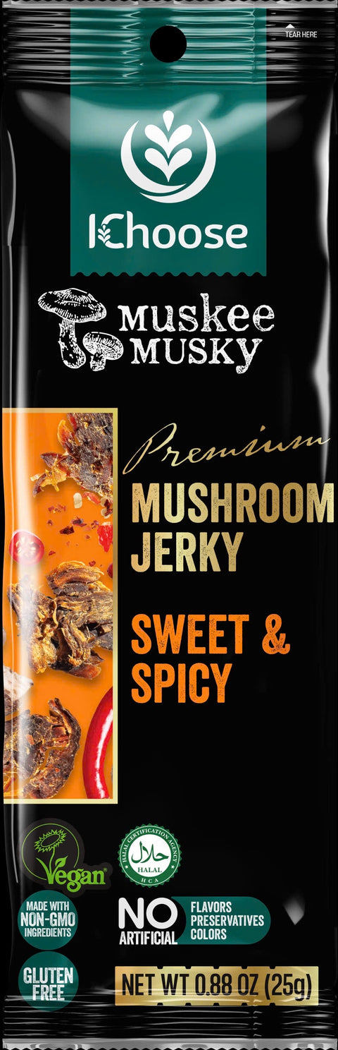 IChoose Muskee Musky Premium Mushroom Jerky – Sweet & Spicy, 25g