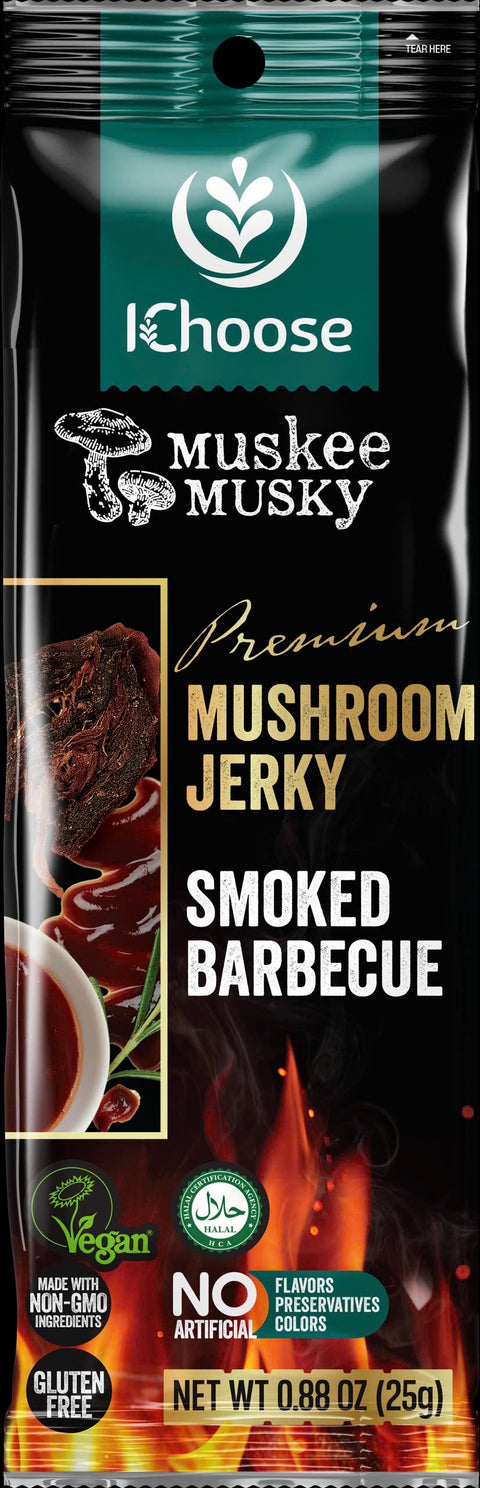IChoose Muskee Musky Premium Mushroom Jerky – Smoked Barbecue, 25g