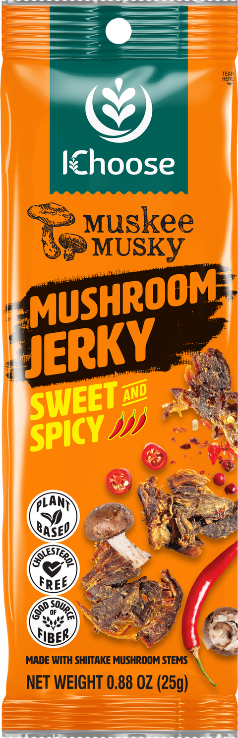 Muskee Musky Sweet and Spicy Mushroom Jerky, Vegan, 10 Pack