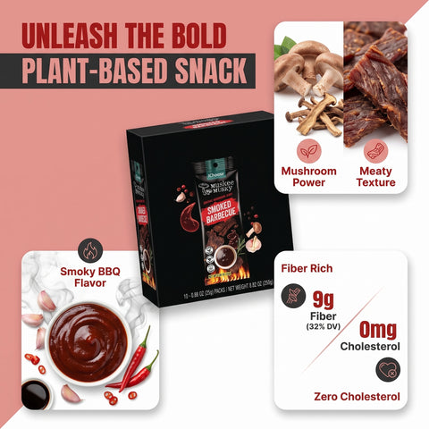 Smoked BBQ Mushroom Jerky — Vegan Shiitake, 10-Pack