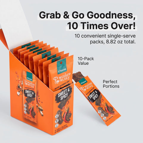 Sweet & Spicy Mushroom Jerky — Vegan Shiitake, 10-Pack