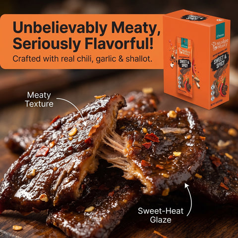 Sweet & Spicy Mushroom Jerky — Vegan Shiitake, 10-Pack