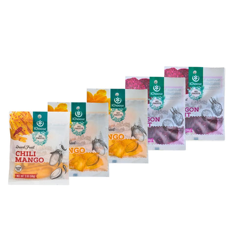 Included fruit mix component: 2 Mango, 2 Dragon Fruit and 1 Chili Mango pack. Other bundle components shown separately.